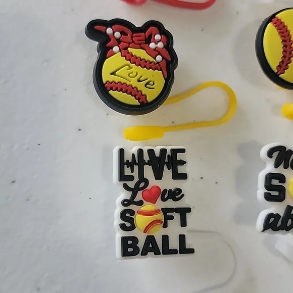 Softball Straw Toppers - Picture 3 of 6
